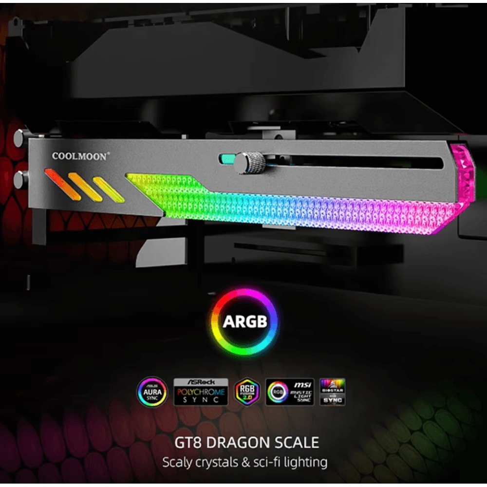 Customized Video Card Stand GT8 Horizontal Graphics Card Bracket 5V 3Pin ARGB GPU VGA Holder Deskto 0