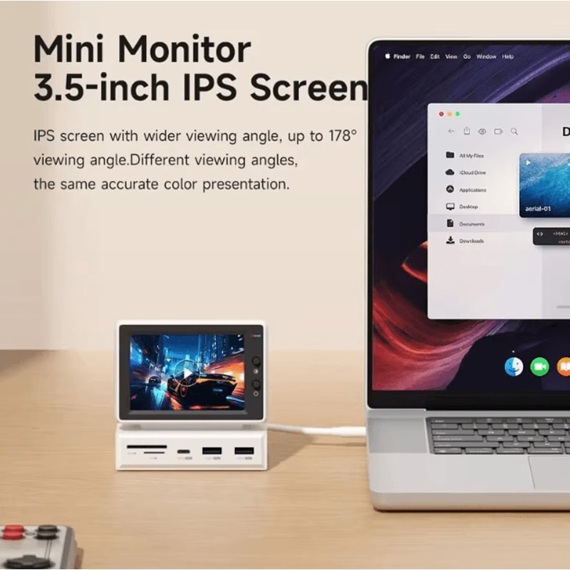 Hagibis 35In USBC Mini IPS Monitor Hub Portable Sub Screen With AIDA64 PC Data Display MultiPort 3
