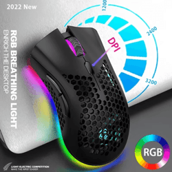bm600 rechargeable usb 2.4g wireless rgb gaming mouse – honeycomb design for pc & laptop
