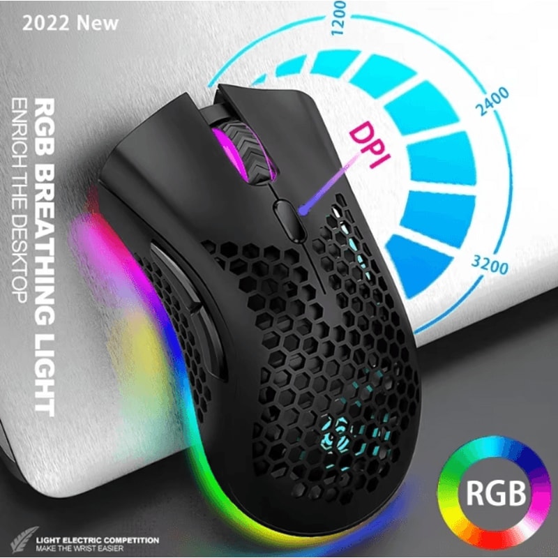 BM600 Rechargeable USB 24G Wireless RGB Gaming Mouse Honeycomb Design For PC Laptop 0