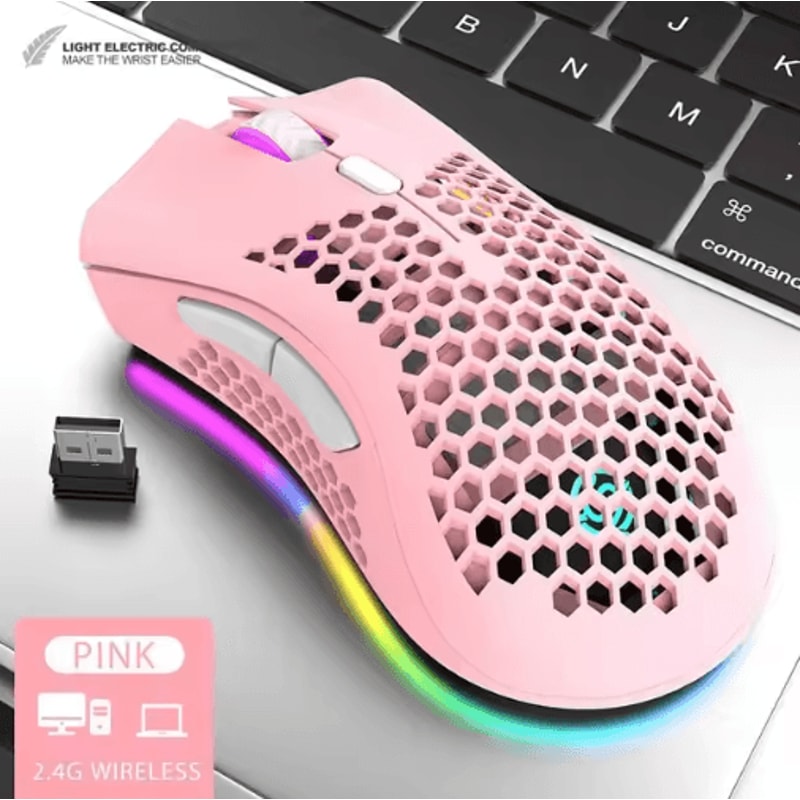 BM600 Rechargeable USB 24G Wireless RGB Gaming Mouse Honeycomb Design For PC Laptop 8