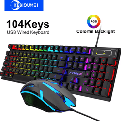vortex rgb usb wired gaming keyboard – mechanical feel 104-key standard for pc & laptop