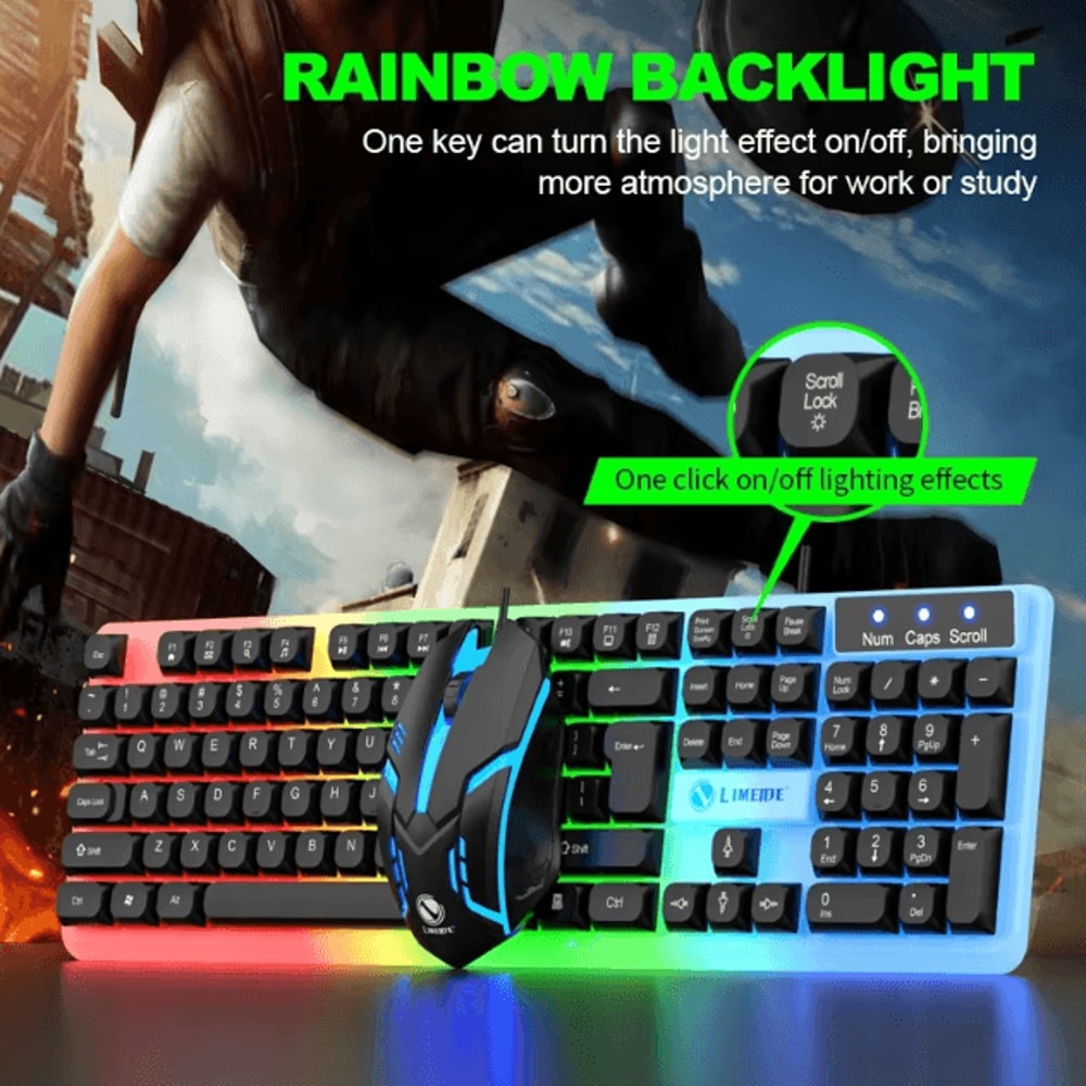 GTX350 Wired Gaming Keyboard Mouse Combo Backlit LED USB Set For PC Laptop 1