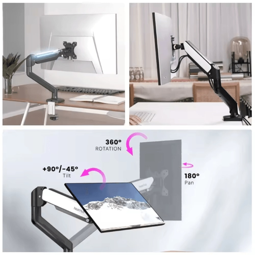 Nearhub Dual Arm Monitor Stand Adjustable Desk Mount For 1332 Inches Screens With CClamp Grommet 4