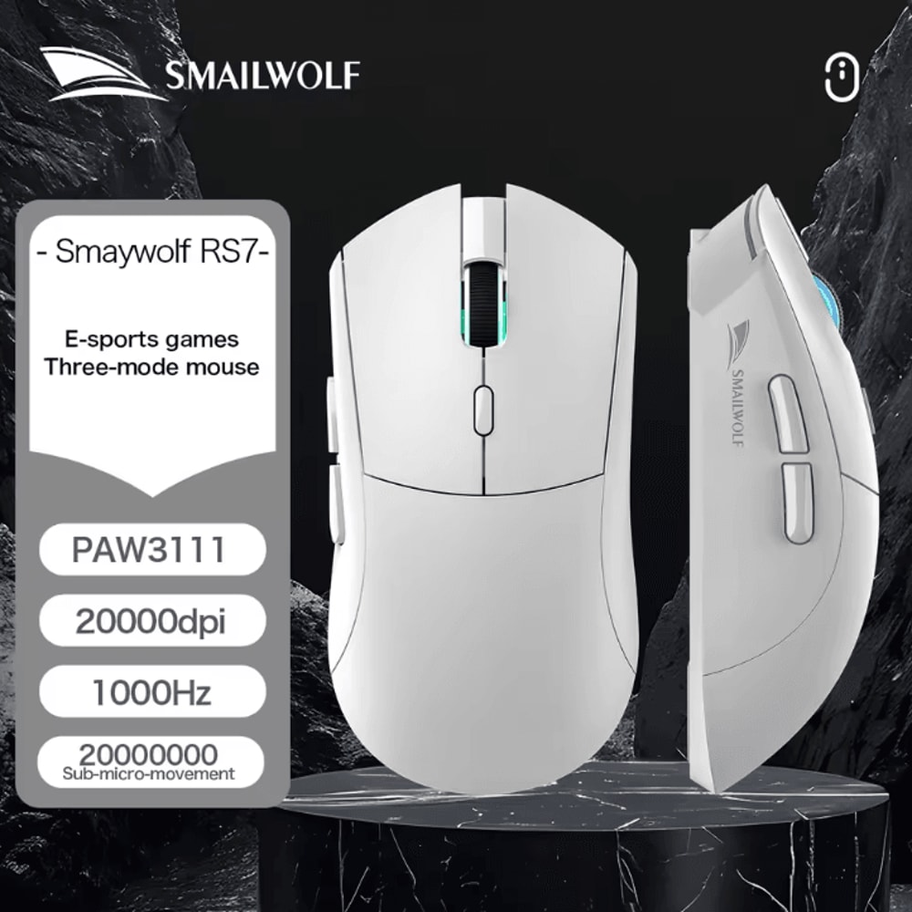 SMAILWOLF RS7 Bluetooth Wireless Gaming Mouse PAW3311 20000 DPI Macro Driver For PC Laptop 5