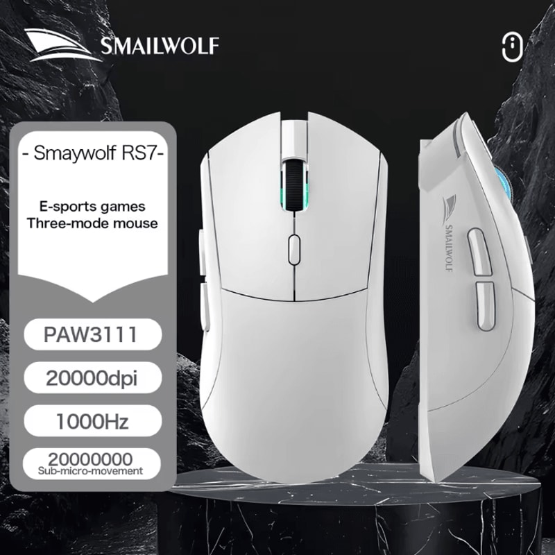 SMAILWOLF RS7 Bluetooth Wireless Gaming Mouse PAW3311 20000 DPI Macro Driver For PC Laptop 5