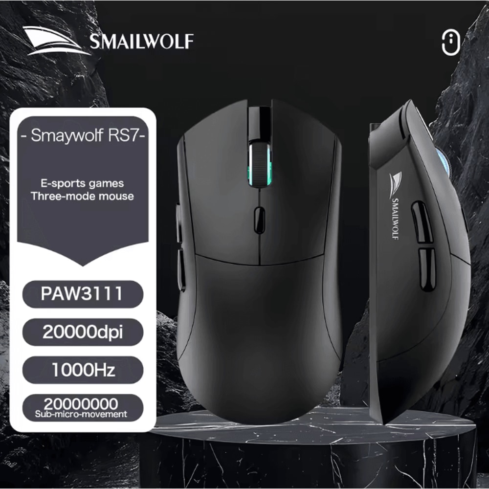 SMAILWOLF RS7 Bluetooth Wireless Gaming Mouse PAW3311 20000 DPI Macro Driver For PC Laptop 6