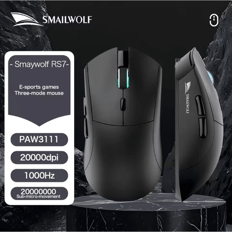 SMAILWOLF RS7 Bluetooth Wireless Gaming Mouse PAW3311 20000 DPI Macro Driver For PC Laptop 6