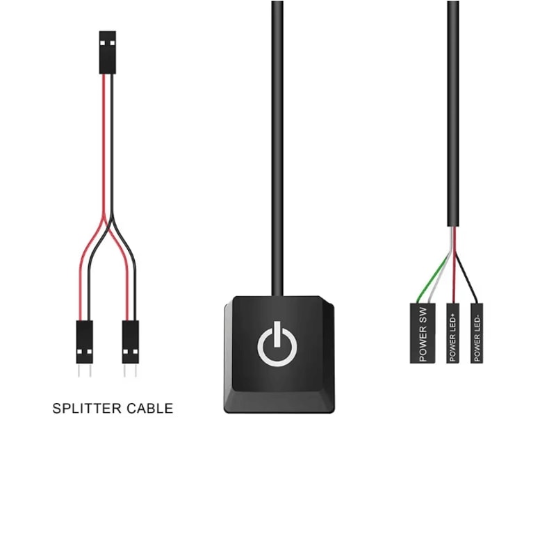 TEUCER KG1 2m External Start Power OnOff Button Extension Cable For PC Motherboard Power Switch 2