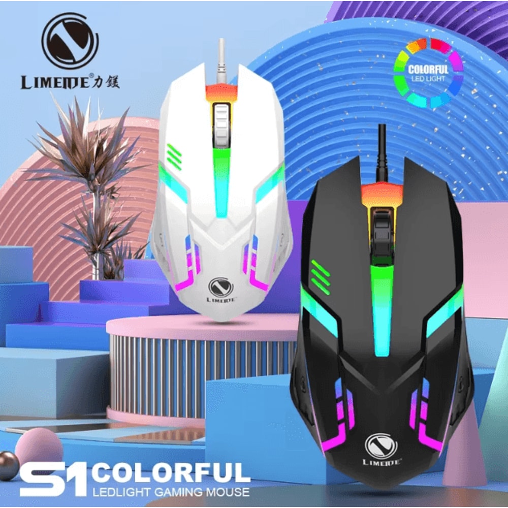 Limei S1 LED Luminous Wired Gaming Mouse Silent Click USB For Desktop Laptop 0