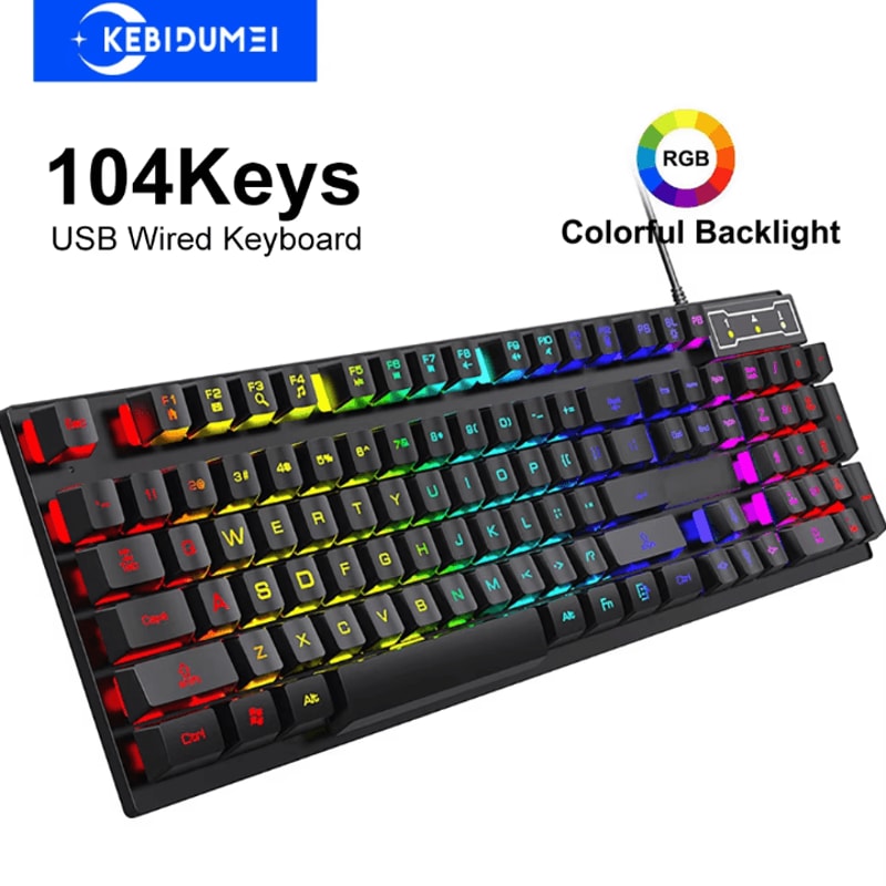 VortexBlade 104 RGB Wired Gaming Keyboard 104 Keys Mechanical Feel For Windows Laptop 0