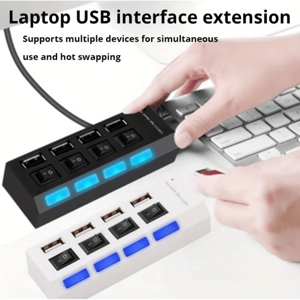 PowerLink Pro USB 20 Hub With OnOff Switch 47Port MultiPort USB Splitter For PC Laptop MacBook 1