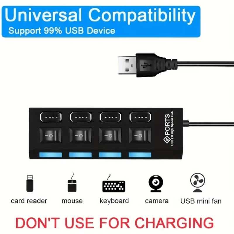 PowerLink Pro USB 20 Hub With OnOff Switch 47Port MultiPort USB Splitter For PC Laptop MacBook 4