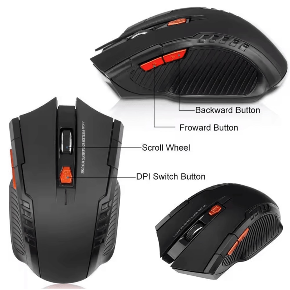TurboClick 24G 1600 DPI 6Button Wireless Optical Mouse USB Receiver For PC Laptop 4