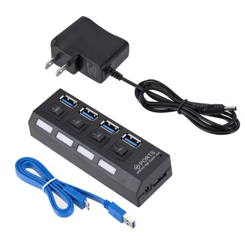 PowerMax 30 47Port USB 30 Hub Splitter With OnOff Switch Power Adapter 4