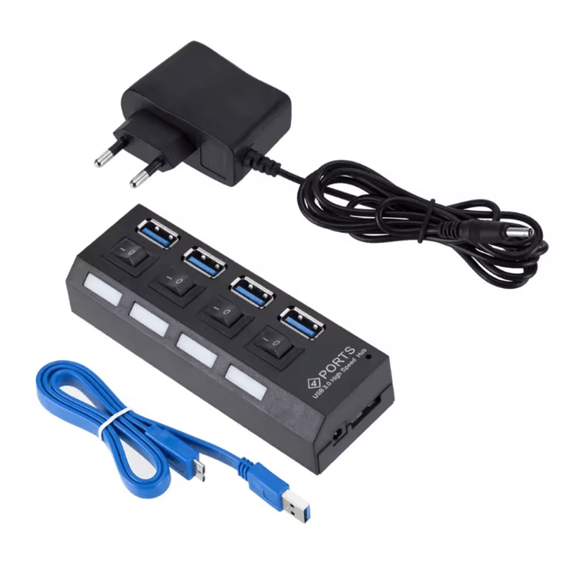 PowerMax 30 47Port USB 30 Hub Splitter With OnOff Switch Power Adapter 6