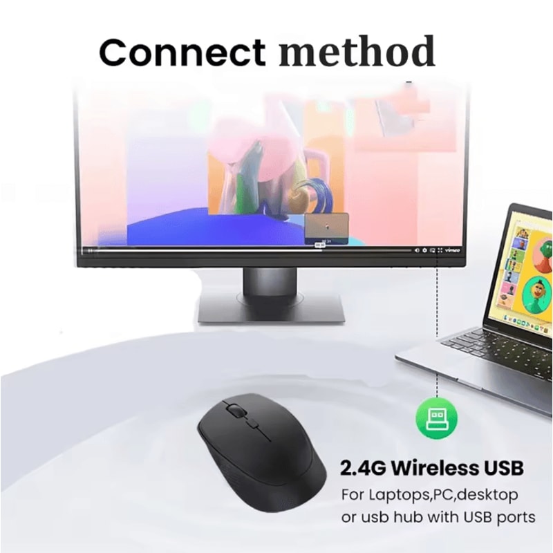 StealthGlide Pro 1600DPI Wireless Mouse Silent Click Rechargeable For PC Laptop Mac 1