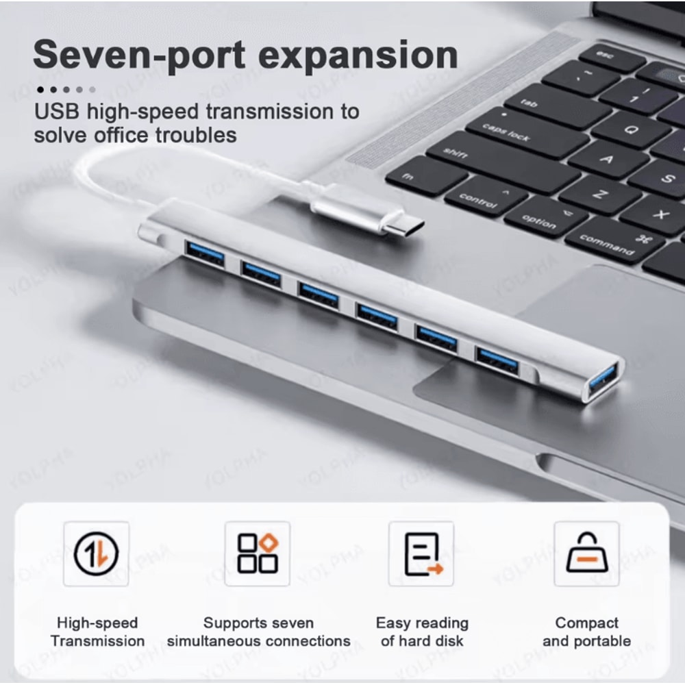 UltraPort 7in1 USBC Hub HighSpeed USB 30 USBA Multiport Splitter For PC And Laptop 3
