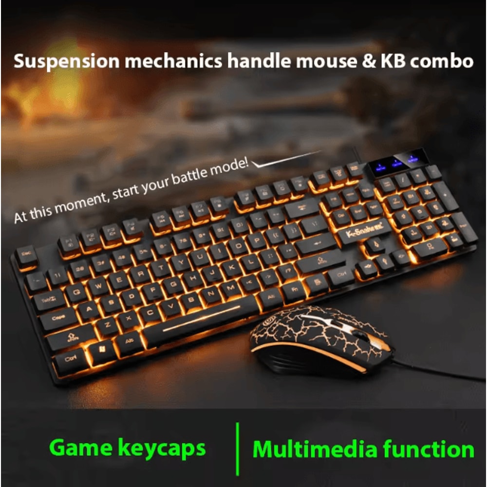 KM320 Keyboard Mouse Combo Waterproof Backlit Gaming Set With Luminous LED 0