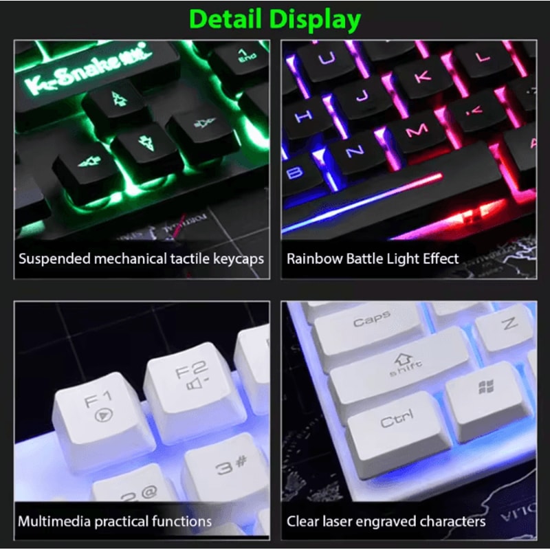 KM320 Keyboard Mouse Combo Waterproof Backlit Gaming Set With Luminous LED 1