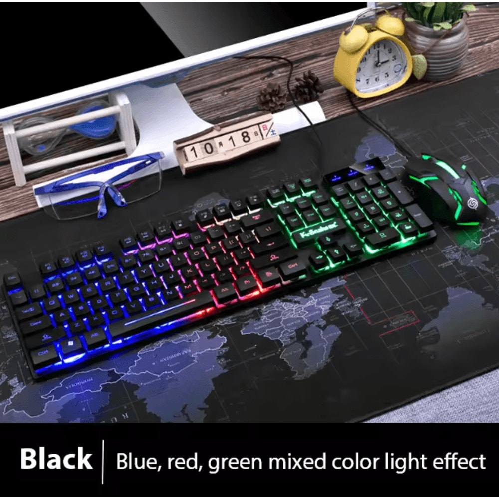 KM320 Keyboard Mouse Combo Waterproof Backlit Gaming Set With Luminous LED 5