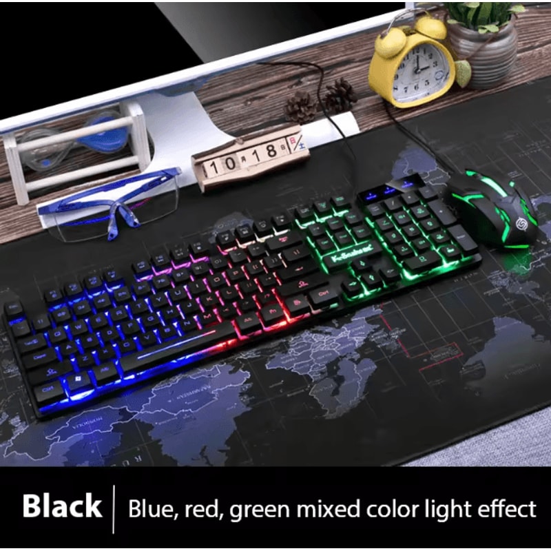 KM320 Keyboard Mouse Combo Waterproof Backlit Gaming Set With Luminous LED 5