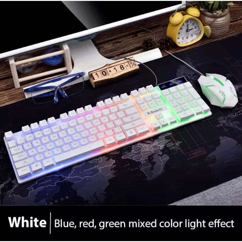KM320 Keyboard Mouse Combo Waterproof Backlit Gaming Set With Luminous LED 6
