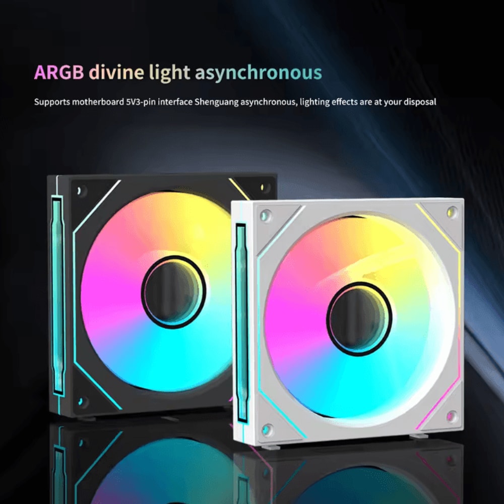 Coolcirc ARGB 120mm PC Case Fan LowNoise 3in1 PWM Cooling Fan With Mirror Light 2