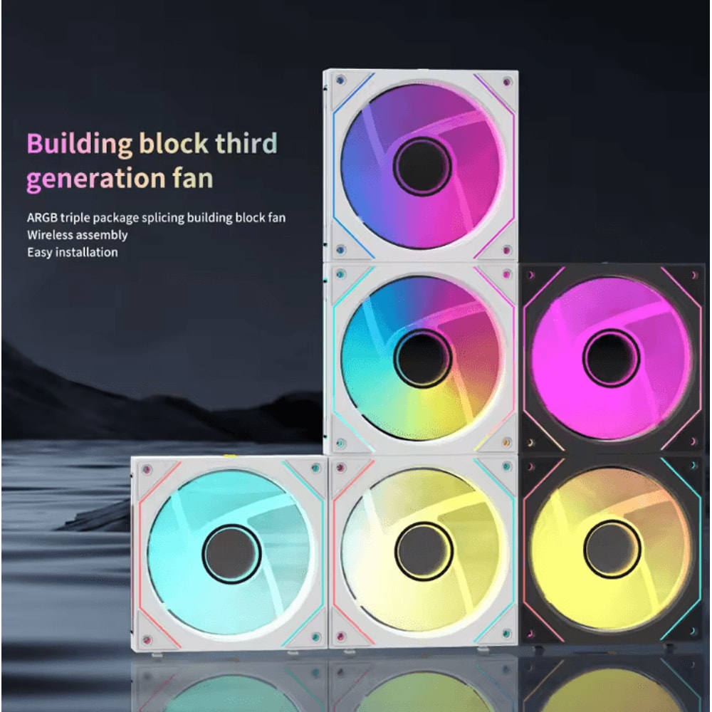 Coolcirc ARGB 120mm PC Case Fan LowNoise 3in1 PWM Cooling Fan With Mirror Light 3