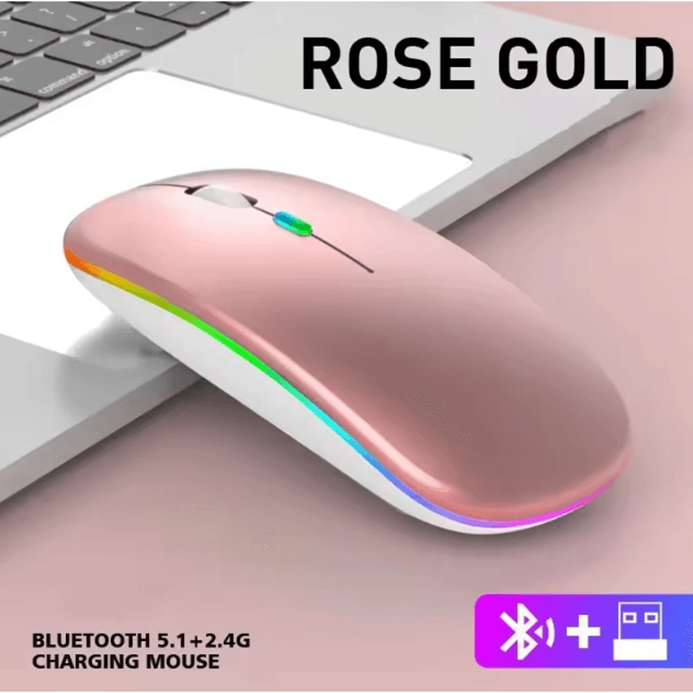 LumiWave 52 Wireless Bluetooth Gaming Mouse USB Charging 24 GHz Portable Mouse 9