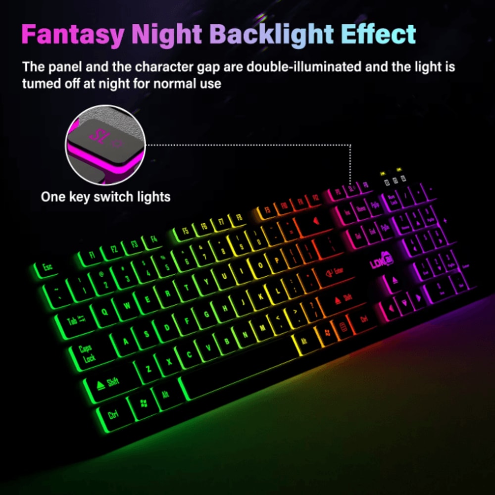 SpectraMute RGB Backlit Gaming Keyboard Wired USB Multilingual Layout For PC Laptop 2