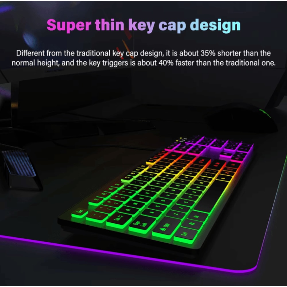 SpectraMute RGB Backlit Gaming Keyboard Wired USB Multilingual Layout For PC Laptop 3