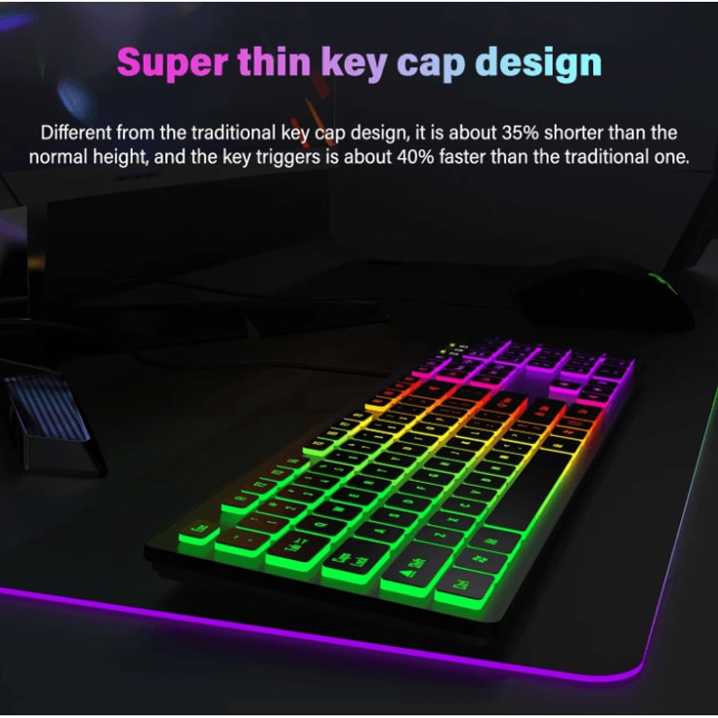 SpectraMute RGB Backlit Gaming Keyboard Wired USB Multilingual Layout For PC Laptop 3