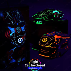 shadowsilence 3200dpi wired gaming mouse – silent usb optical with led backlit