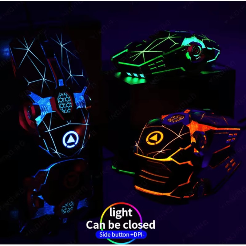 ShadowSilence 3200DPI Wired Gaming Mouse Silent USB Optical With LED Backlit 0