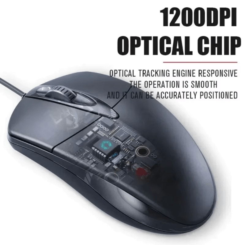 ProGlide 1200DPI USB Optical Wired Mouse AntiSlip Roller For PC Laptop 2