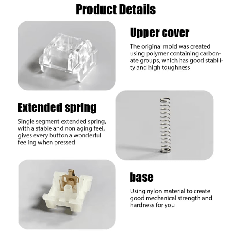 KTT Kang White V3 Mechanical Keyboard Switches 3Pin Custom Linear RGB SMD Set Compatible With MX 2