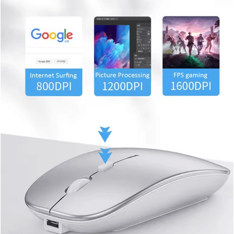 UltraSilent Rechargeable Wireless Optical Mouse UltraThin 24 G Mini USB Mouse For Laptop PC 2