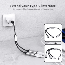 triexpand 3-port usb-c hub adapter – one-to-two type-c splitter for phones, tablets & computers