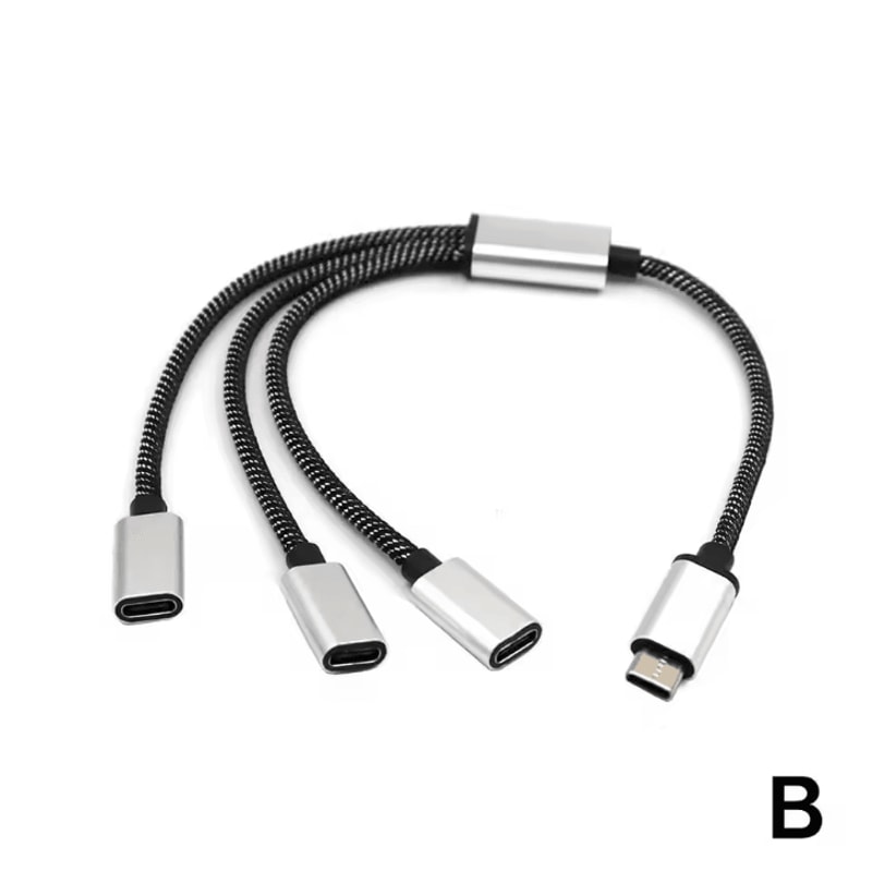 TriExpand 3Port USBC Hub Adapter OnetoTwo TypeC Splitter For Phones Tablets Computers 5