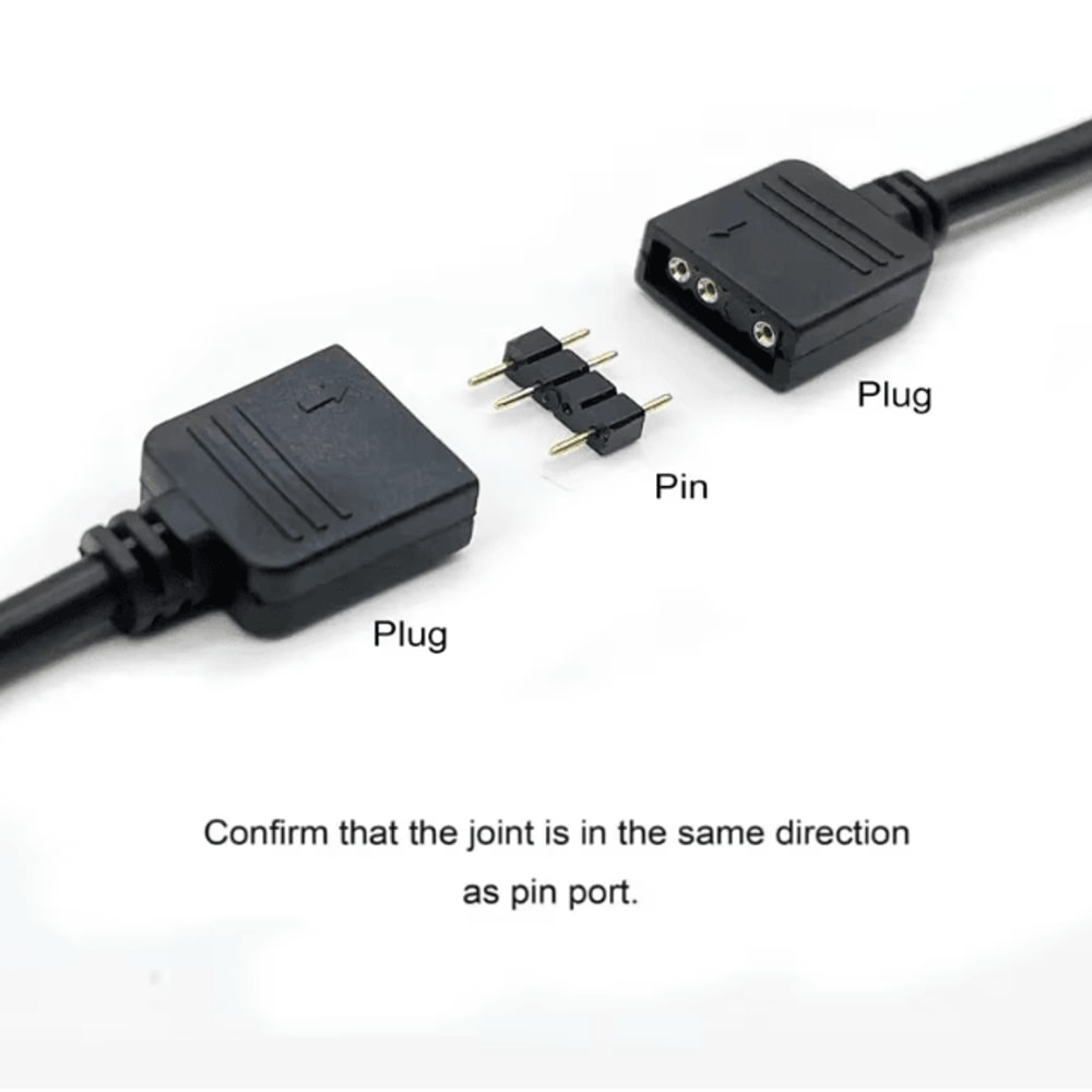 5V 3Pin Addressable ARGB Female To Female Splitter Extension Cable For Extending PC Computer Fans 2