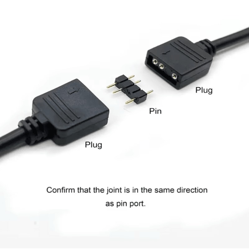 5V 3Pin Addressable ARGB Female To Female Splitter Extension Cable For Extending PC Computer Fans 2
