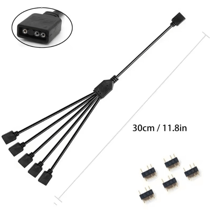 5V 3Pin Addressable ARGB Female To Female Splitter Extension Cable For Extending PC Computer Fans 7