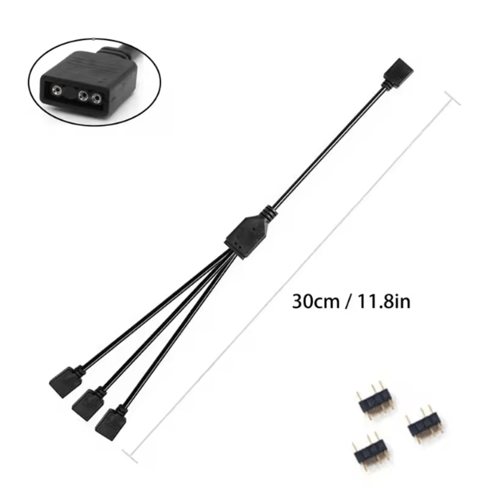 5V 3Pin Addressable ARGB Female To Female Splitter Extension Cable For Extending PC Computer Fans 5