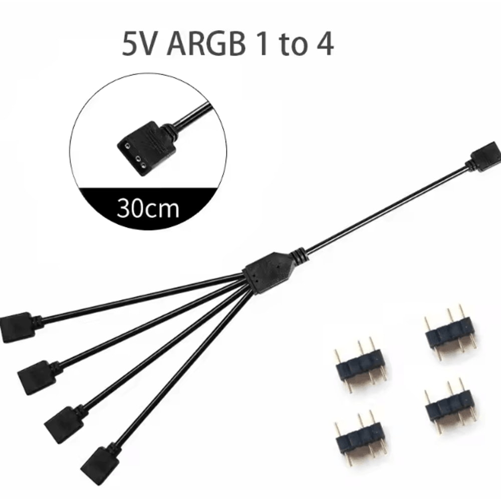 5V 3Pin Addressable ARGB Female To Female Splitter Extension Cable For Extending PC Computer Fans 6