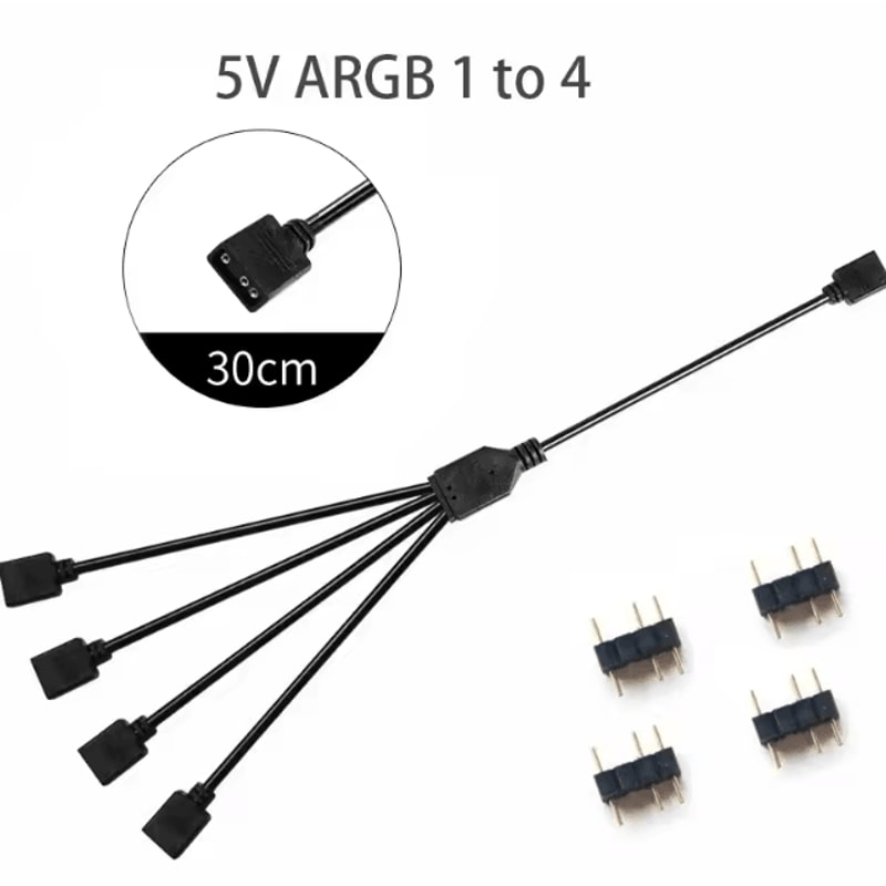 5V 3Pin Addressable ARGB Female To Female Splitter Extension Cable For Extending PC Computer Fans 6