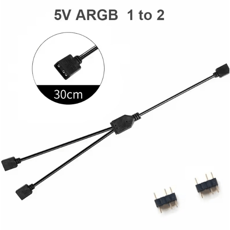 5V 3Pin Addressable ARGB Female To Female Splitter Extension Cable For Extending PC Computer Fans 4