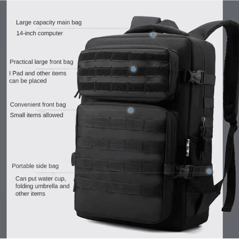 TrailMaster 35L Waterproof Tactical Backpack 1000D Nylon Outdoor Rucksack For Camping Hiking 1