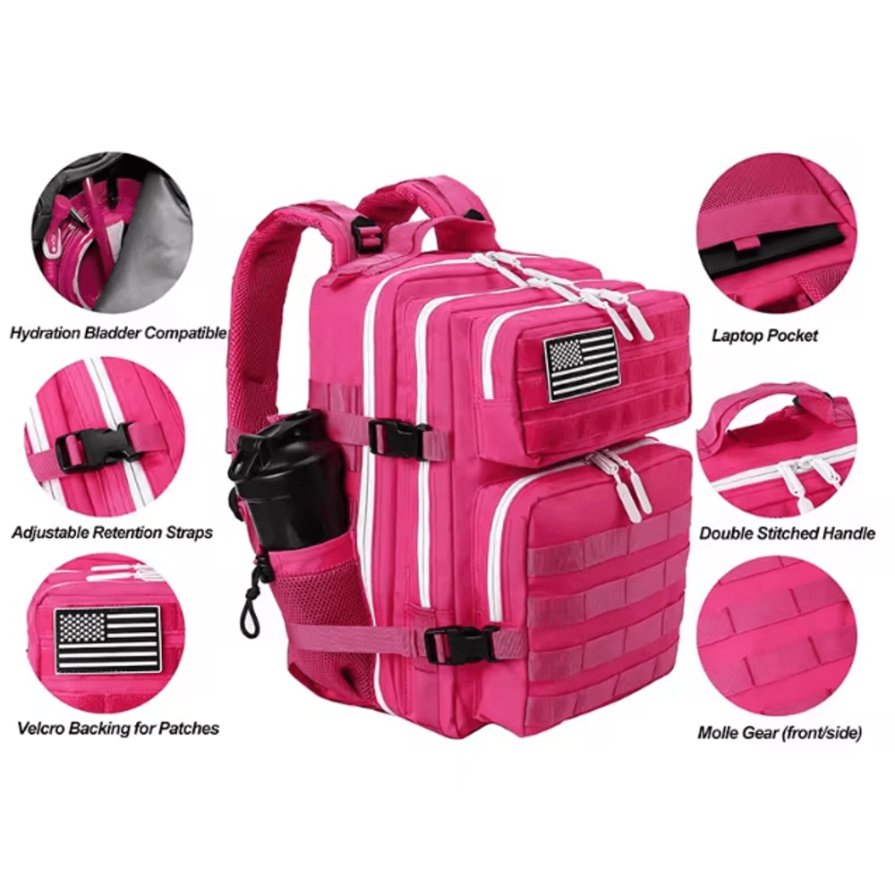 LHI 25 L Tactical Sports Backpack Compact Outdoor Rucksack With Bottle Holder For Fitness Travel 1