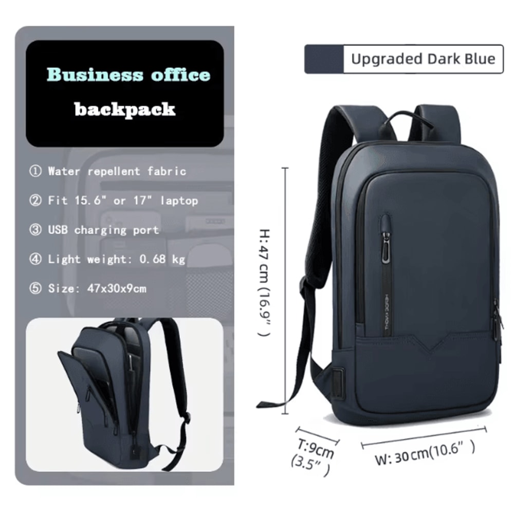 HK Slim 156 Inches Waterproof Laptop Backpack USB Charging Business Travel Bag For Men 10